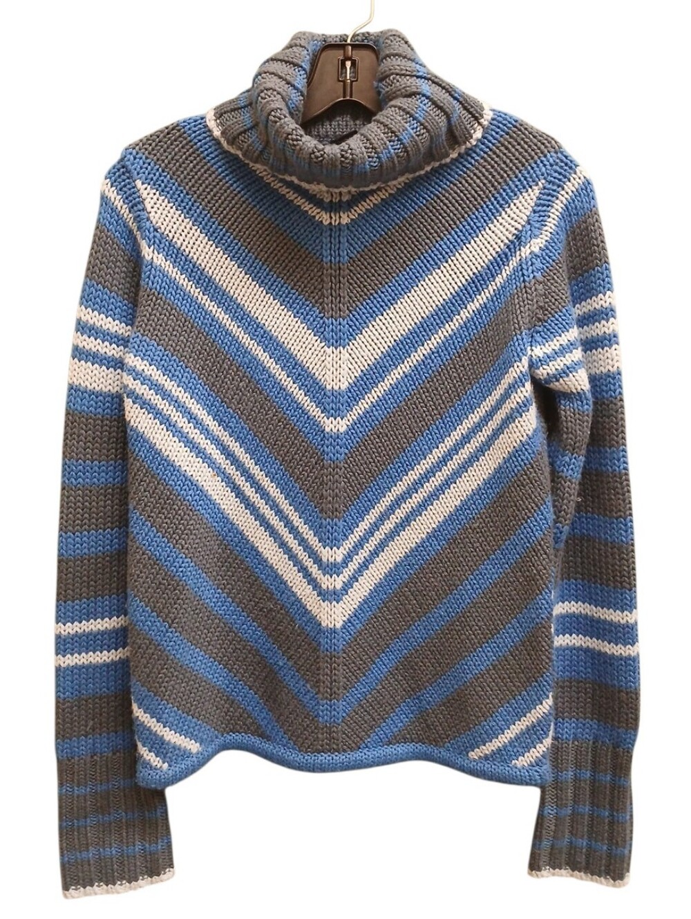GAP y2k Vintage Wool Blend Chevron Turtleneck Sweater in Blue Shades Size Small